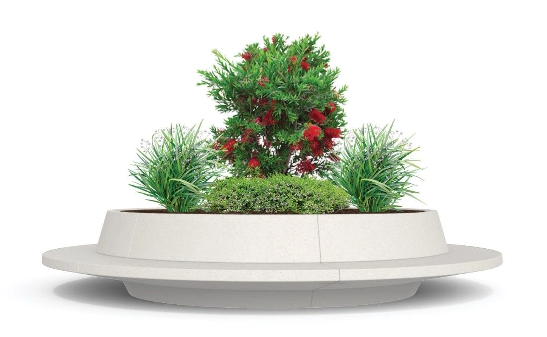 Bancos de hormigón con jardineras