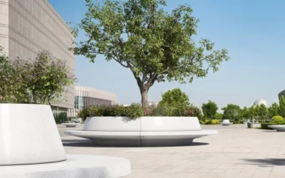Banco jardinera de hormigón